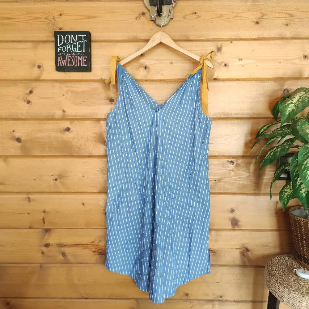 Matilda Jane 💜 Sandy Seashell Cover Up‎ Dress Stripes Pockets Beach Swim Small